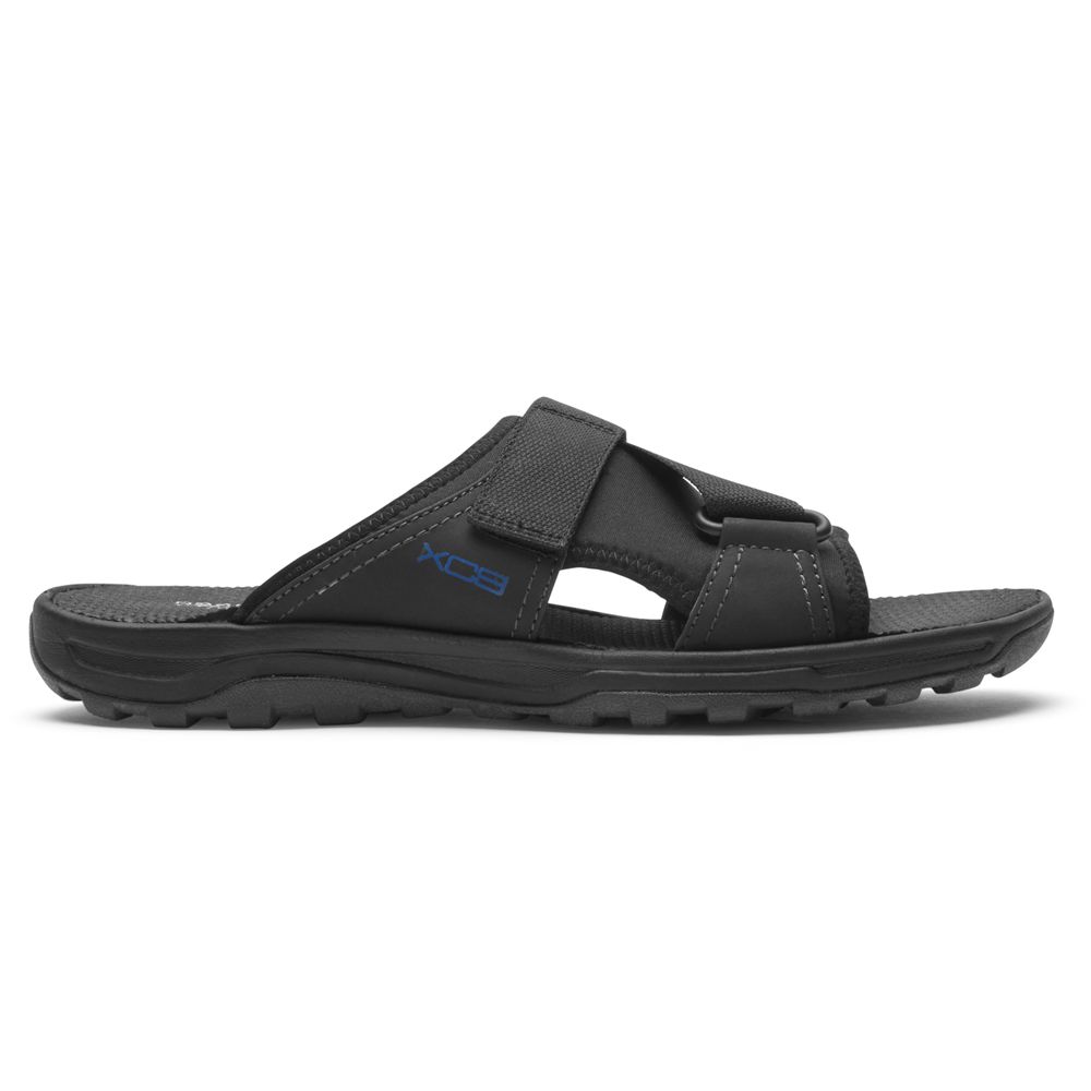 Rockport Men's Xcs Trail Technique Velcro Slides - Black - USA (6548ZQVUC)